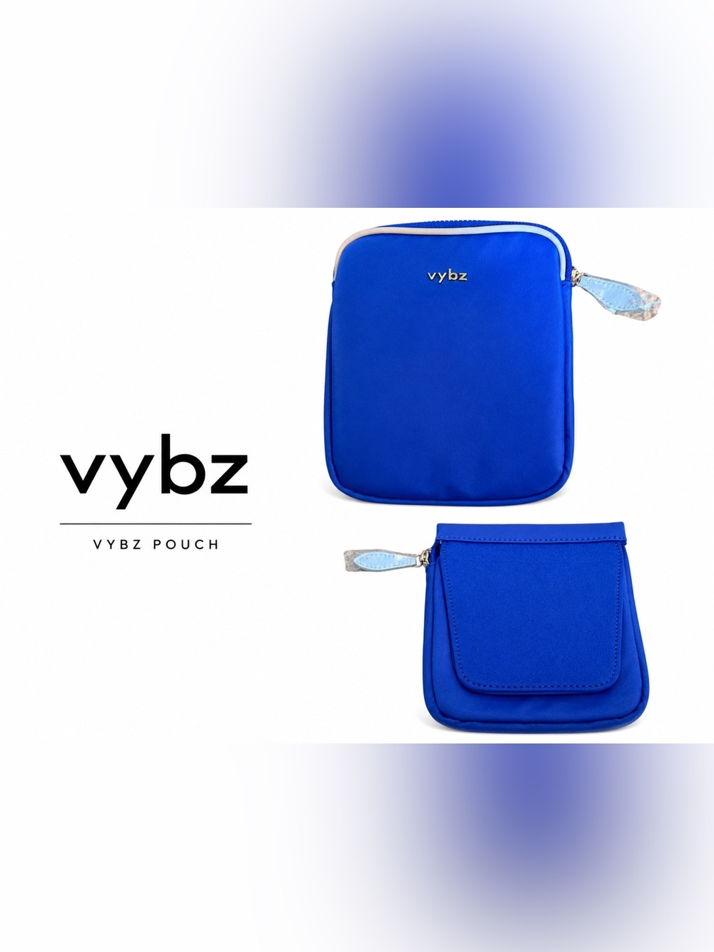 Vybz Blue Tech Organizer Travel Pouch Zip Case Electronics Accessories Bag